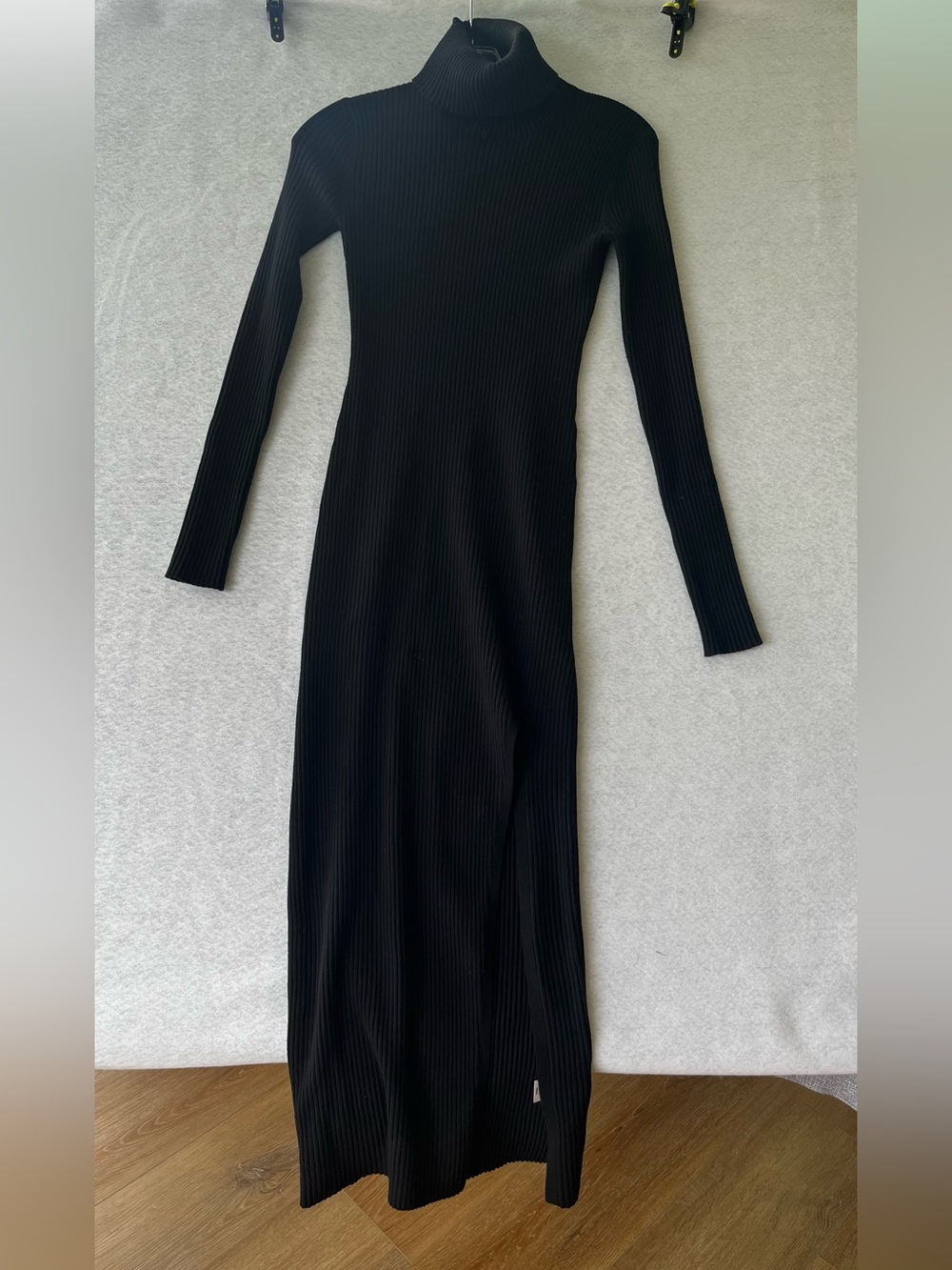 Nordstrom Black Ribbed Turtleneck Black Maxi Dress size XS NEW WITH TAGS - Picture 3 of 7